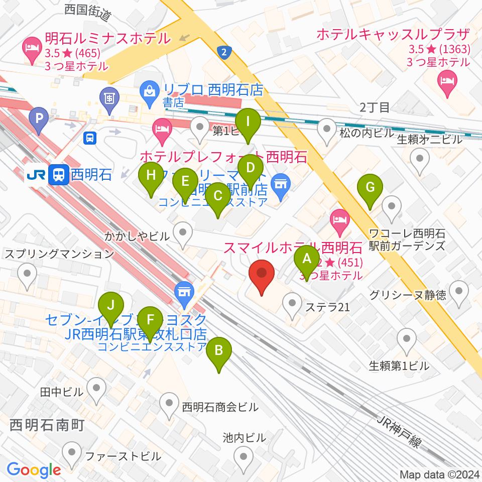 スガナミ楽器 西明石ミュージックセンター周辺の駐車場・コインパーキング一覧地図