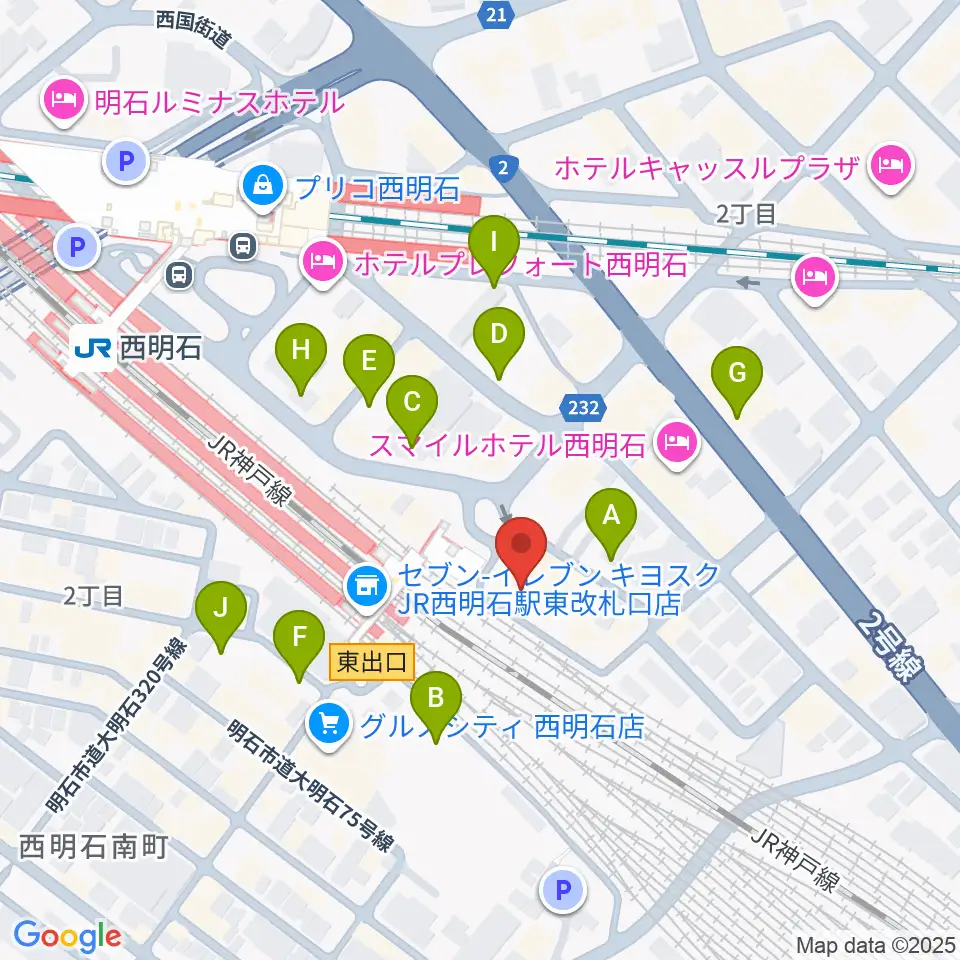 スガナミ楽器 西明石ミュージックセンター周辺の駐車場・コインパーキング一覧地図