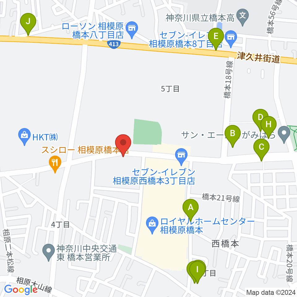 スガナミ楽器 西橋本センター周辺の駐車場・コインパーキング一覧地図
