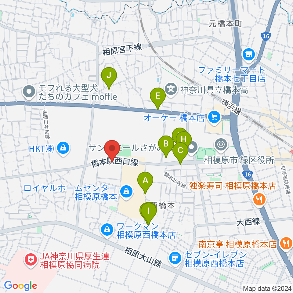 スガナミ楽器 西橋本センター周辺の駐車場・コインパーキング一覧地図