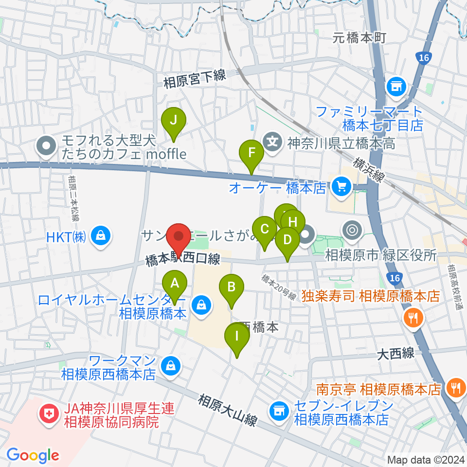 スガナミ楽器 西橋本センター周辺の駐車場・コインパーキング一覧地図