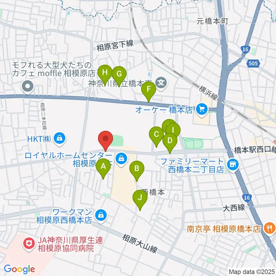 スガナミ楽器 西橋本センター周辺の駐車場・コインパーキング一覧地図
