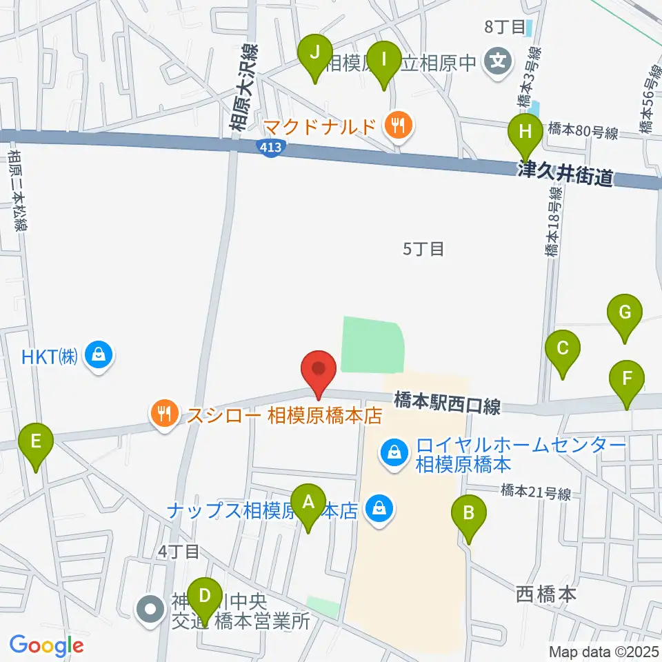 スガナミ楽器 西橋本センター周辺の駐車場・コインパーキング一覧地図