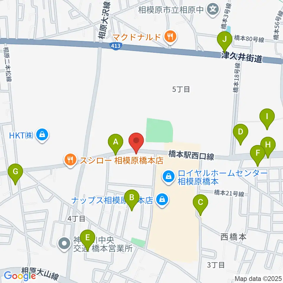 スガナミ楽器 西橋本センター周辺の駐車場・コインパーキング一覧地図