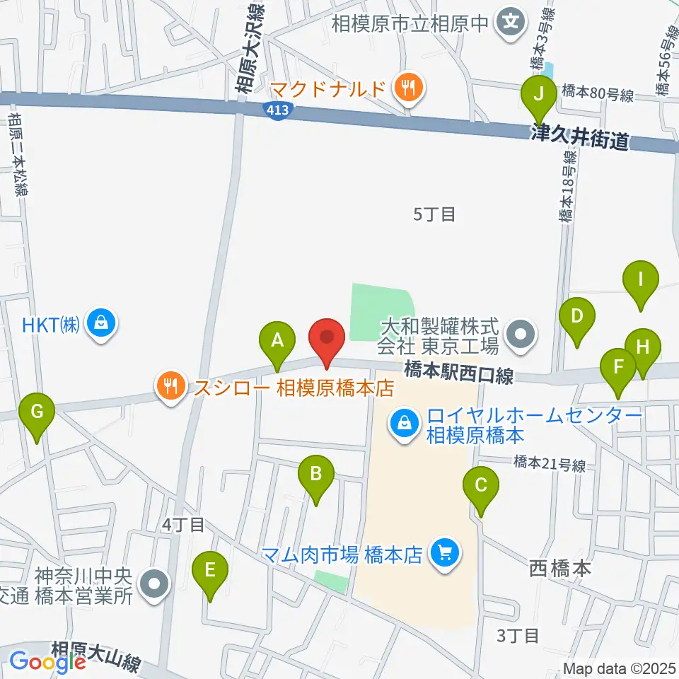 スガナミ楽器 西橋本センター周辺の駐車場・コインパーキング一覧地図