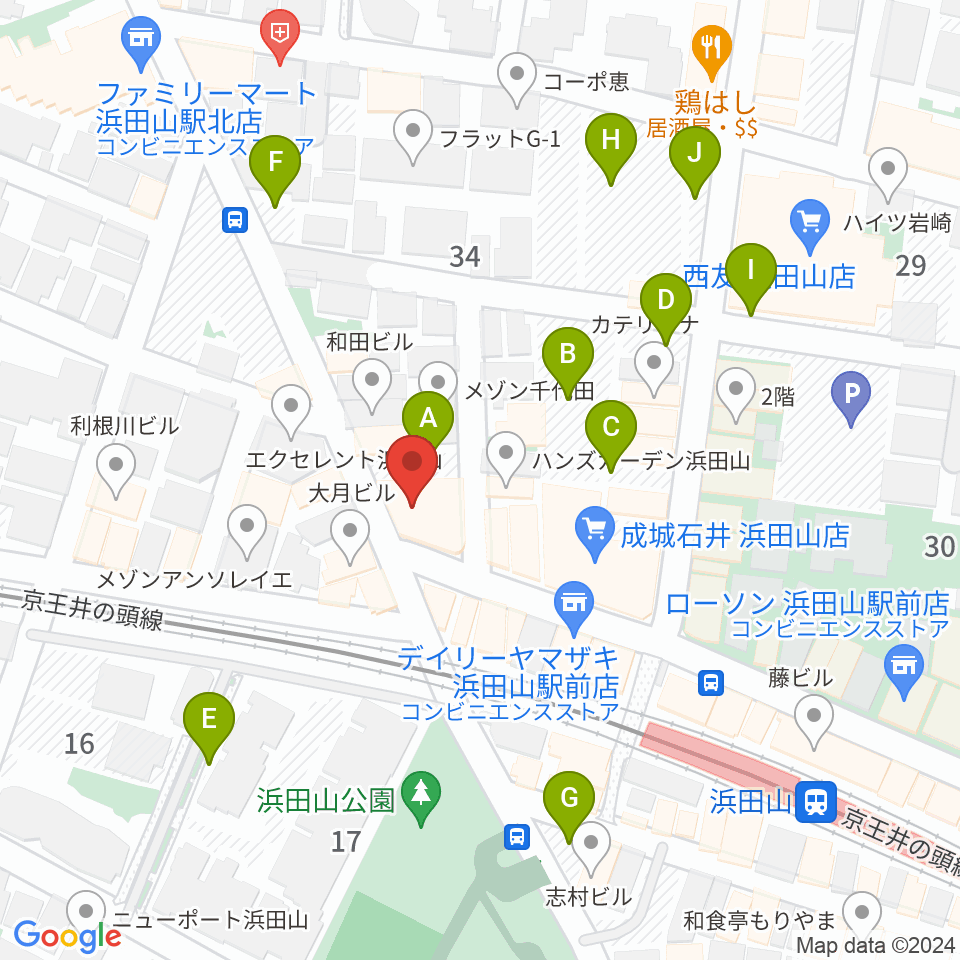 スガナミ楽器 浜田山センター周辺の駐車場・コインパーキング一覧地図