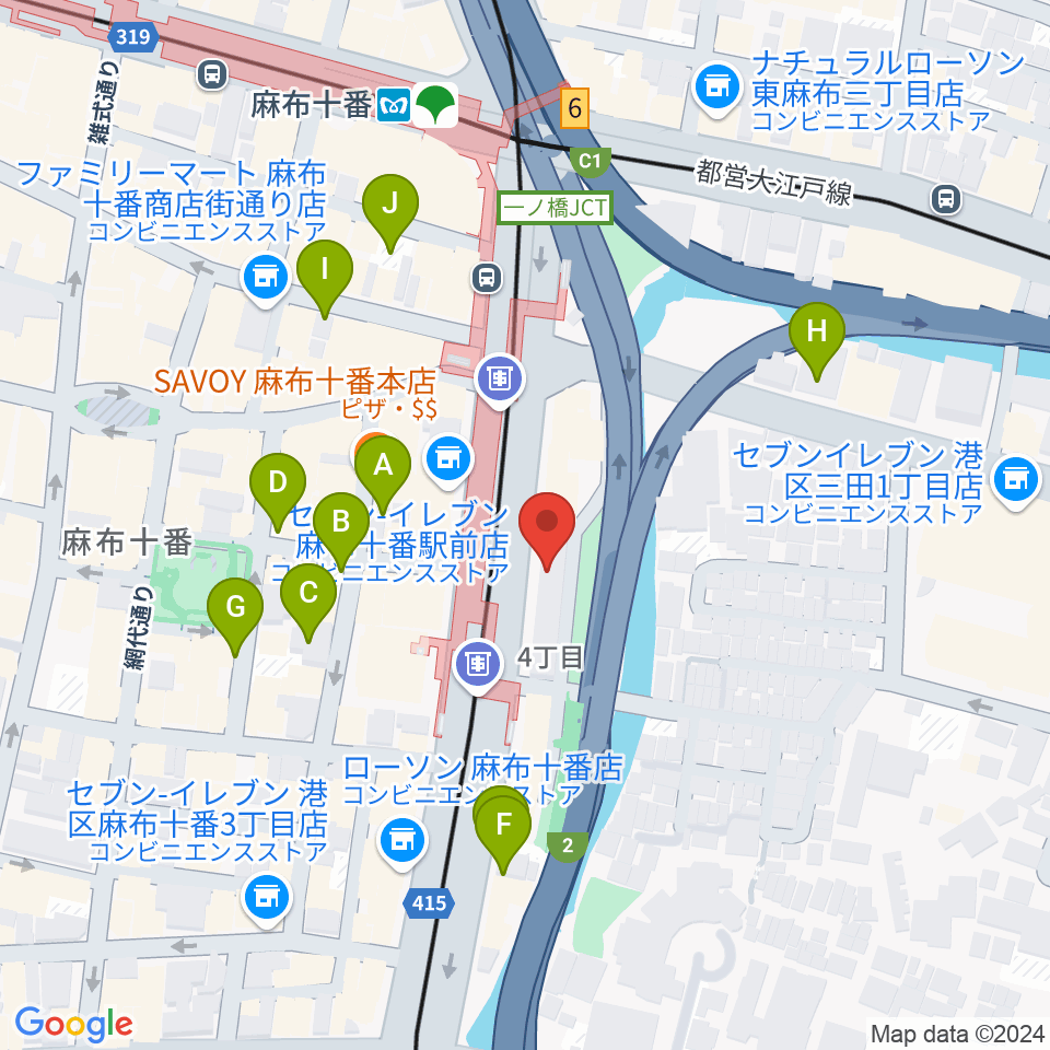 スガナミ楽器 麻布センター周辺の駐車場・コインパーキング一覧地図