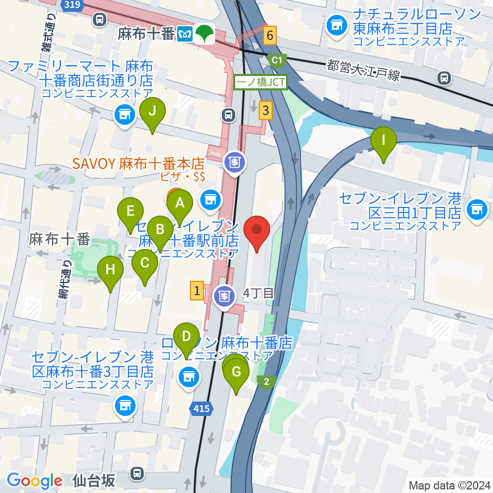 スガナミ楽器 麻布センター周辺の駐車場・コインパーキング一覧地図