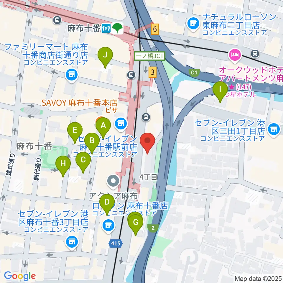 スガナミ楽器 麻布センター周辺の駐車場・コインパーキング一覧地図