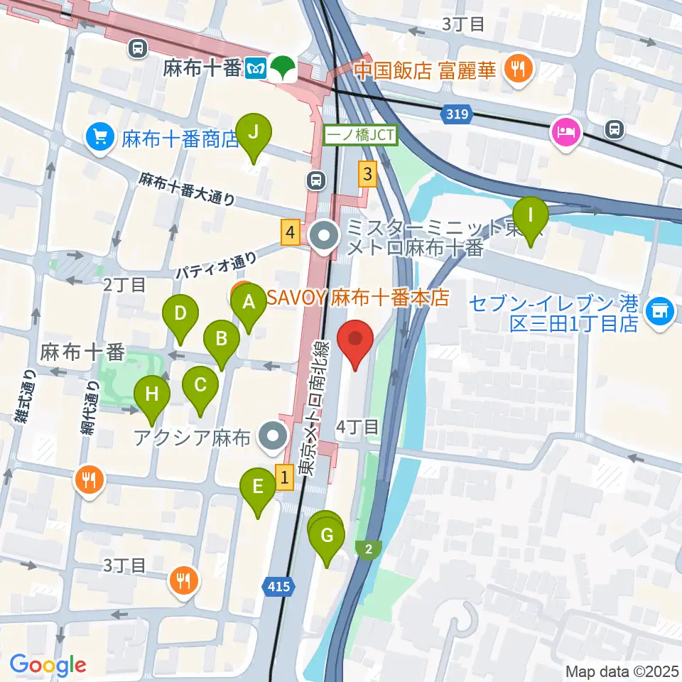 スガナミ楽器 麻布センター周辺の駐車場・コインパーキング一覧地図