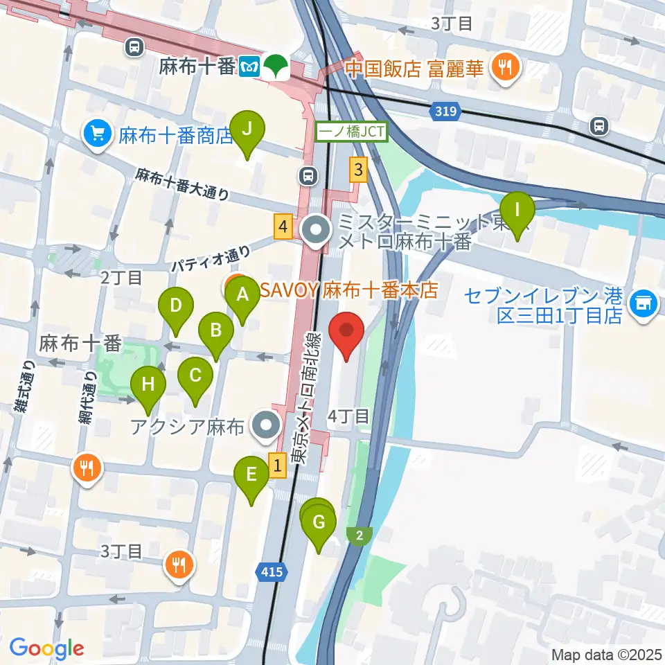 スガナミ楽器 麻布センター周辺の駐車場・コインパーキング一覧地図