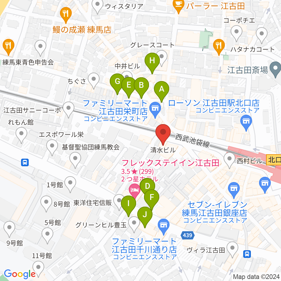 エークラスミュージック 江古田センター周辺の駐車場・コインパーキング一覧地図