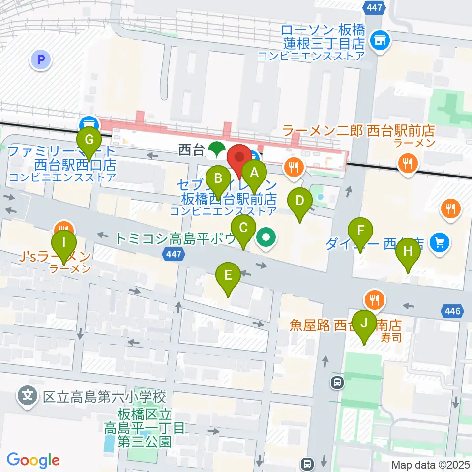 エークラスミュージック 西台センター周辺の駐車場・コインパーキング一覧地図