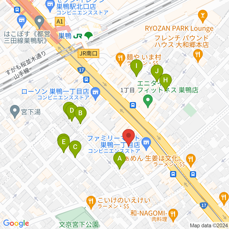 エークラスミュージック 巣鴨センター周辺の駐車場・コインパーキング一覧地図