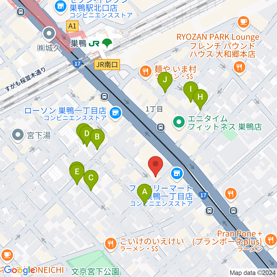 エークラスミュージック 巣鴨センター周辺の駐車場・コインパーキング一覧地図