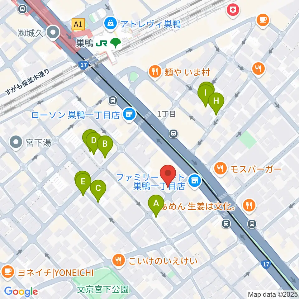 エークラスミュージック 巣鴨センター周辺の駐車場・コインパーキング一覧地図