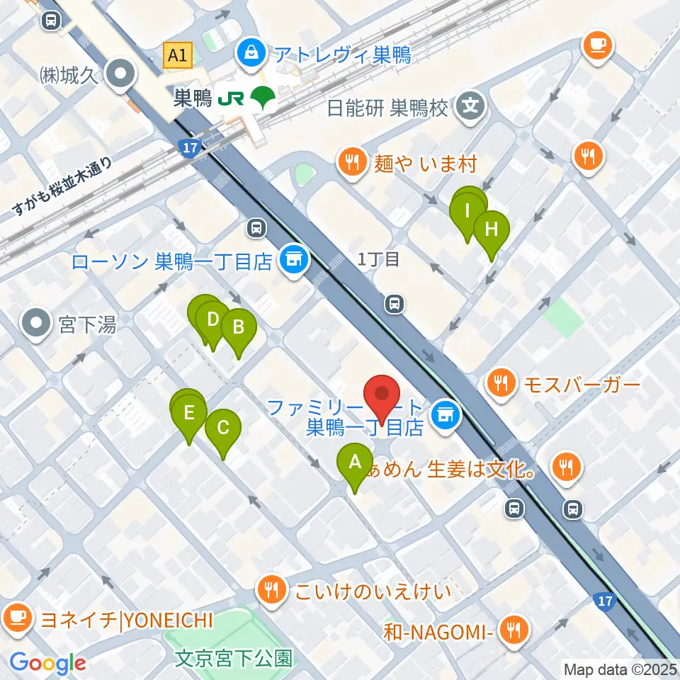 エークラスミュージック 巣鴨センター周辺の駐車場・コインパーキング一覧地図