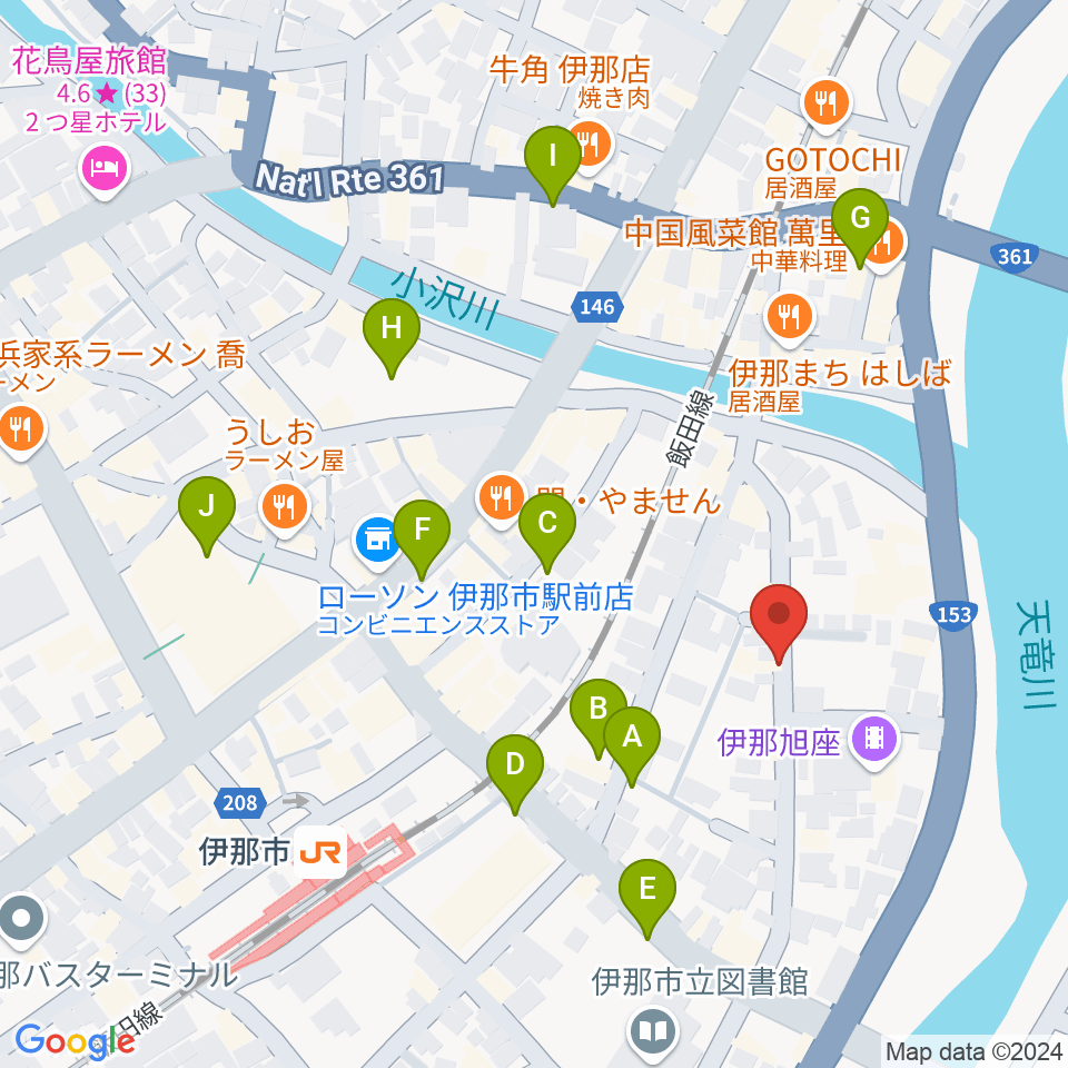 伊那楽器 音楽教室周辺の駐車場・コインパーキング一覧地図