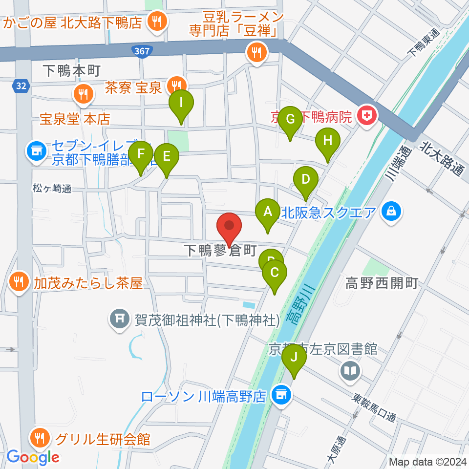 下鴨総合音楽教室周辺の駐車場・コインパーキング一覧地図