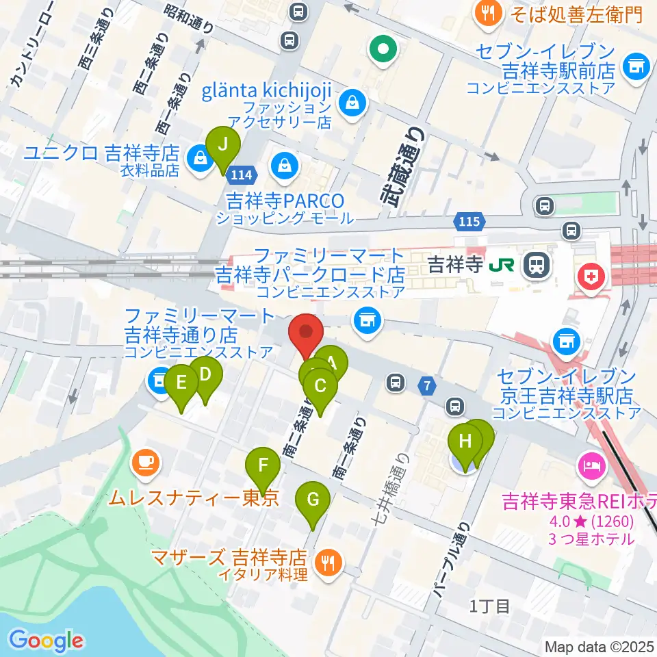 宮地楽器MUSICJOY吉祥寺周辺の駐車場・コインパーキング一覧地図