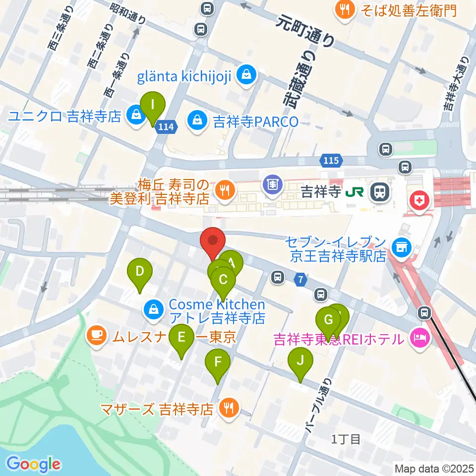 宮地楽器MUSICJOY吉祥寺周辺の駐車場・コインパーキング一覧地図