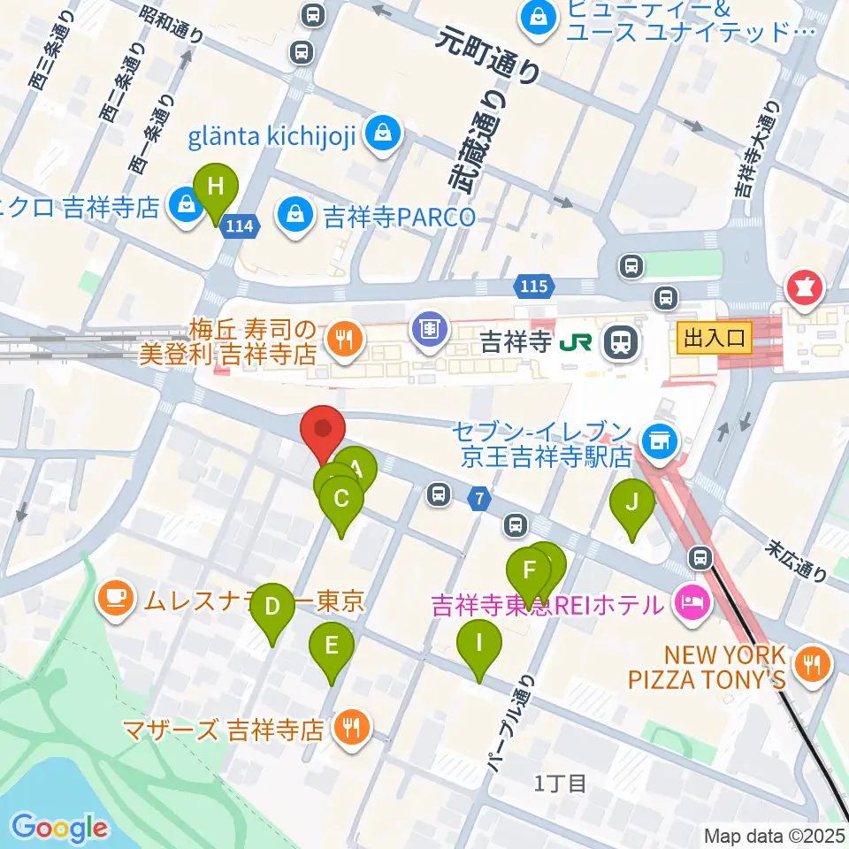 宮地楽器MUSICJOY吉祥寺周辺の駐車場・コインパーキング一覧地図