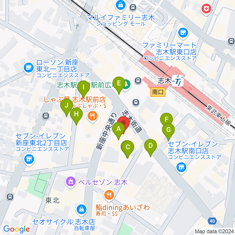 志木駅前 森音楽教室周辺の駐車場・コインパーキング一覧地図