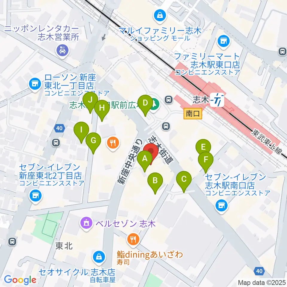 志木駅前 森音楽教室周辺の駐車場・コインパーキング一覧地図