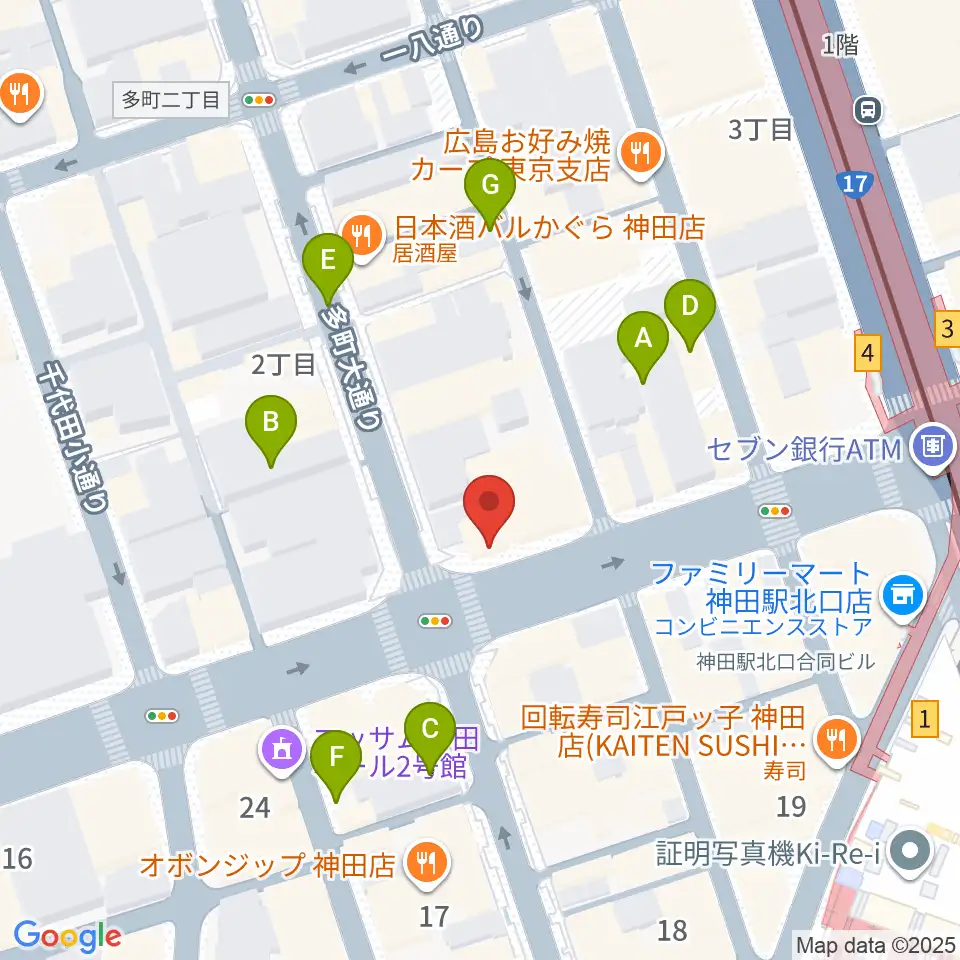 神田音楽学校周辺の駐車場・コインパーキング一覧地図