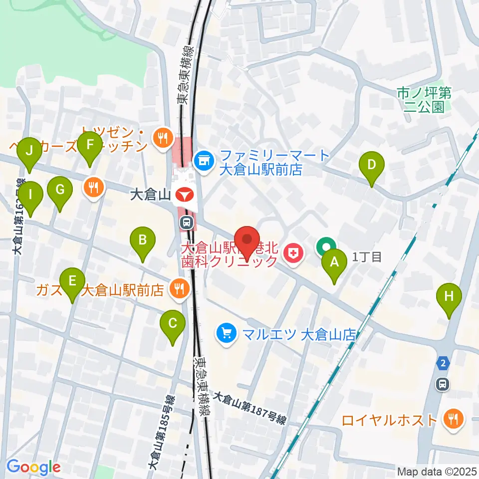 大倉山音楽美術センター周辺の駐車場・コインパーキング一覧地図