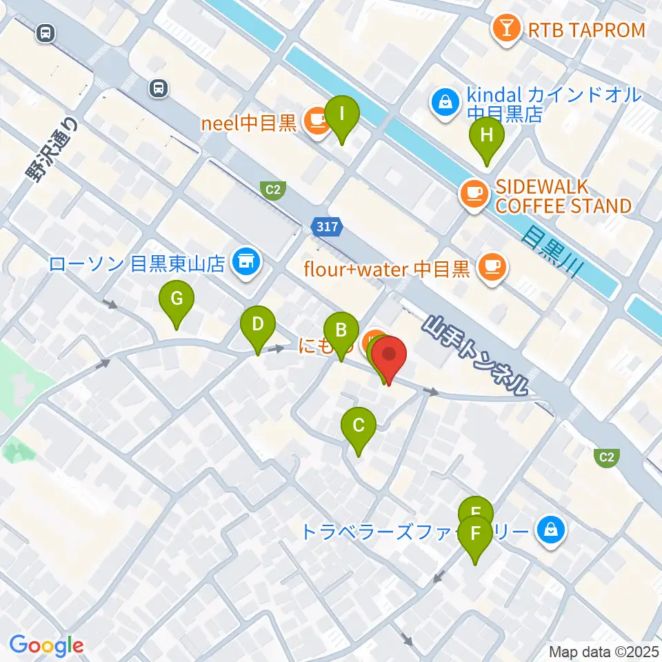 TWO-FIVEギタースクール周辺の駐車場・コインパーキング一覧地図
