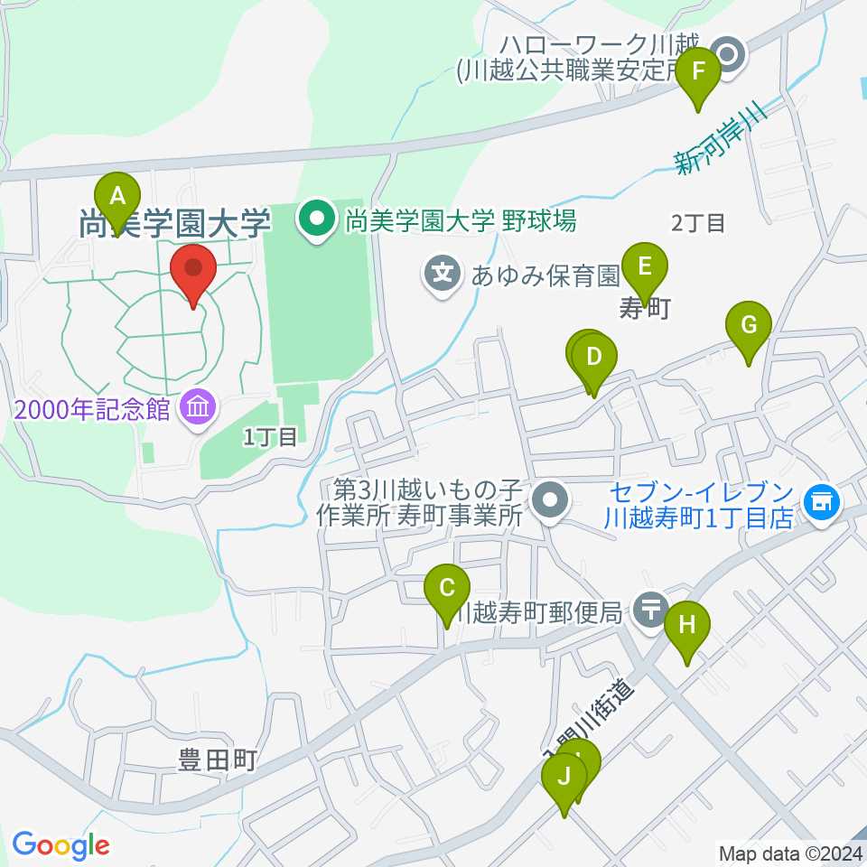 尚美学園大学周辺の駐車場・コインパーキング一覧地図