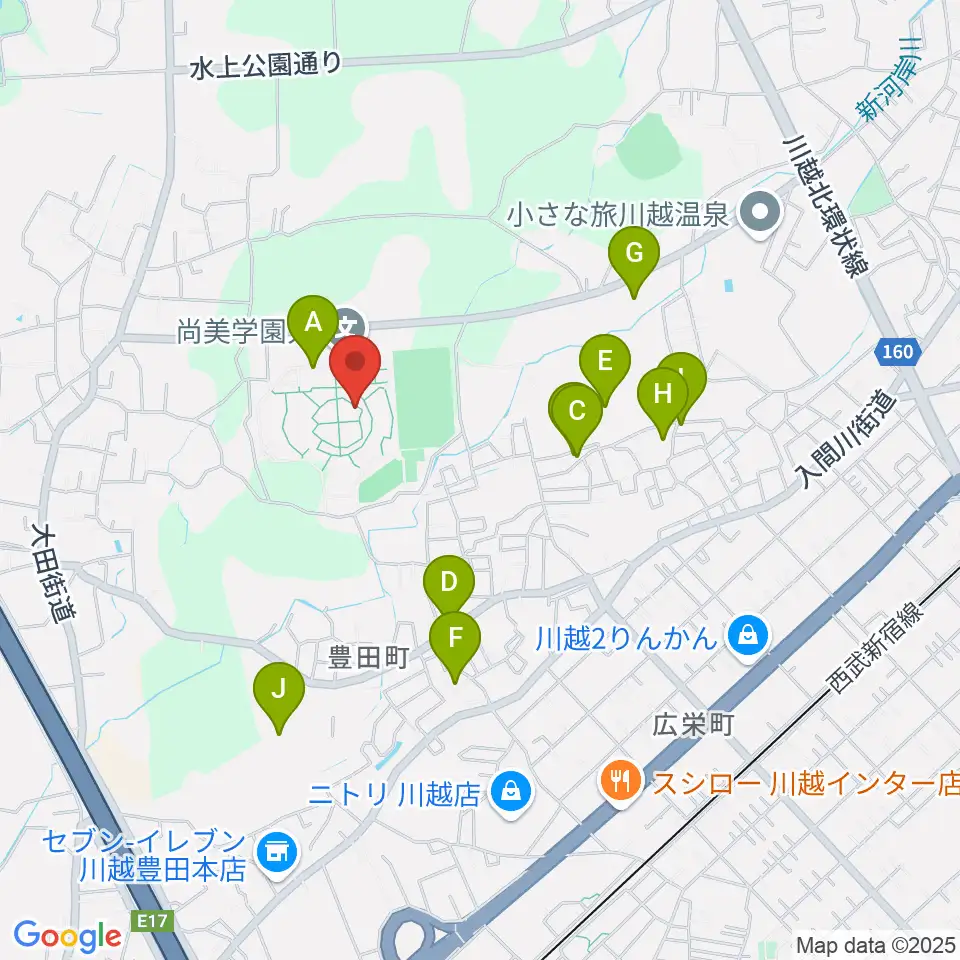 尚美学園大学周辺の駐車場・コインパーキング一覧地図
