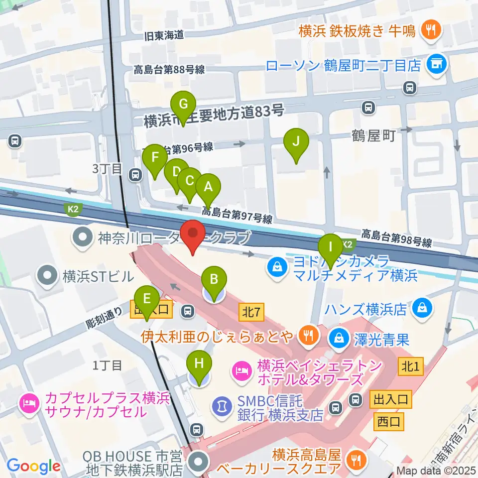 横浜音楽院周辺の駐車場・コインパーキング一覧地図