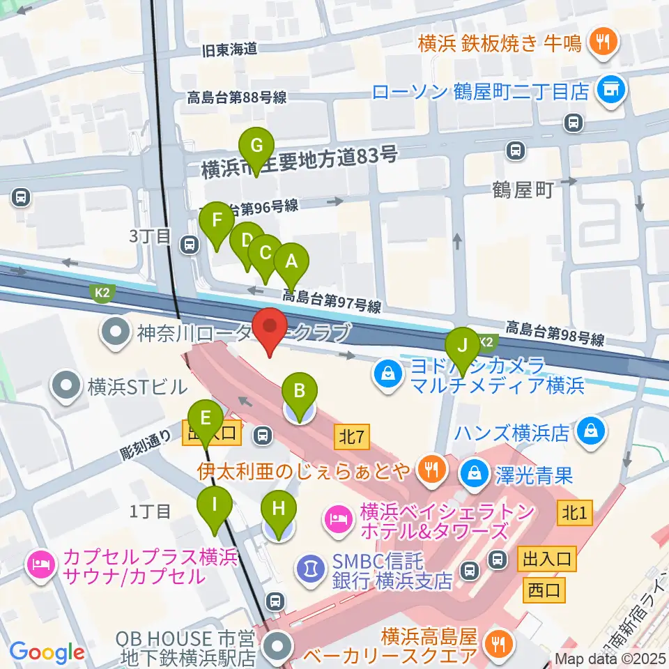 横浜音楽院周辺の駐車場・コインパーキング一覧地図