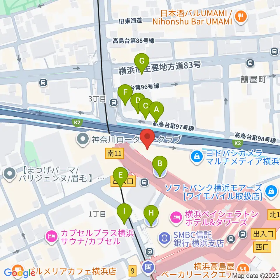 横浜音楽院周辺の駐車場・コインパーキング一覧地図