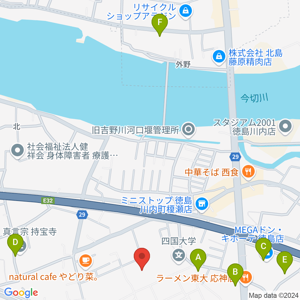 四国大学短期大学部音楽科周辺の駐車場・コインパーキング一覧地図