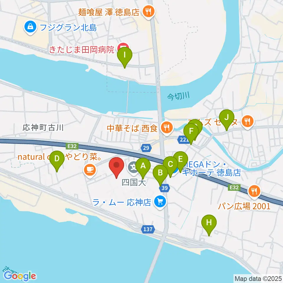 四国大学短期大学部音楽科周辺の駐車場・コインパーキング一覧地図