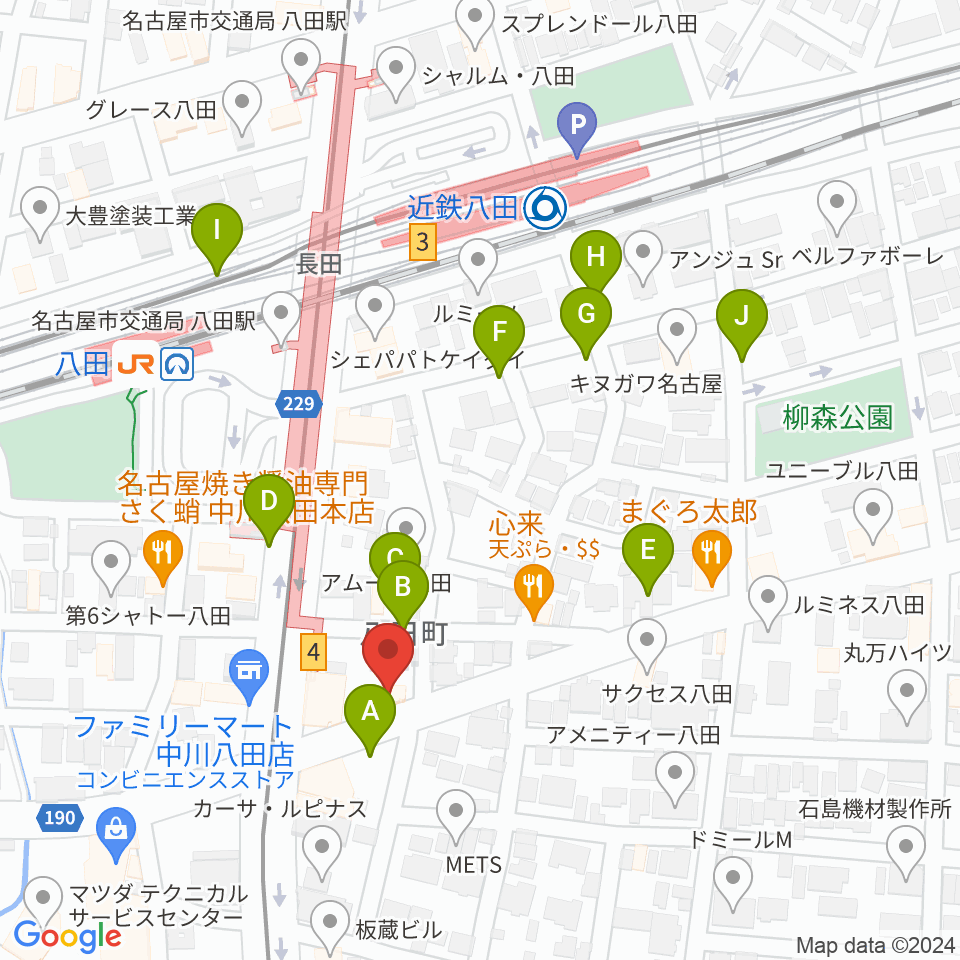 矢木楽器 八田センター周辺の駐車場・コインパーキング一覧地図