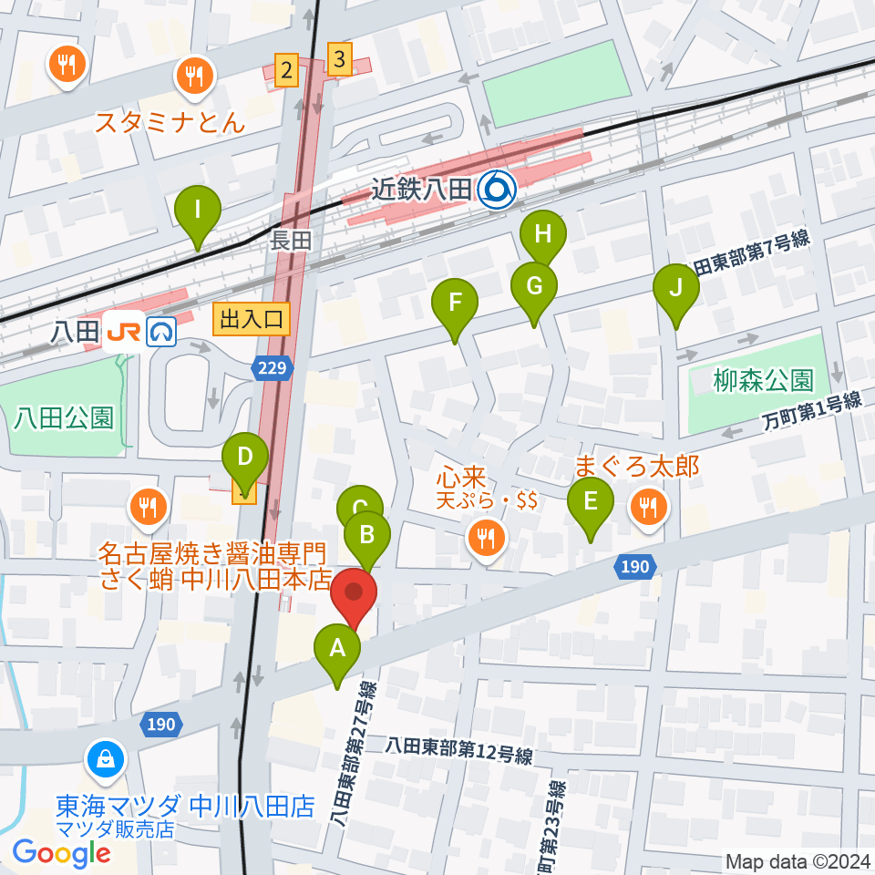 矢木楽器 八田センター周辺の駐車場・コインパーキング一覧地図