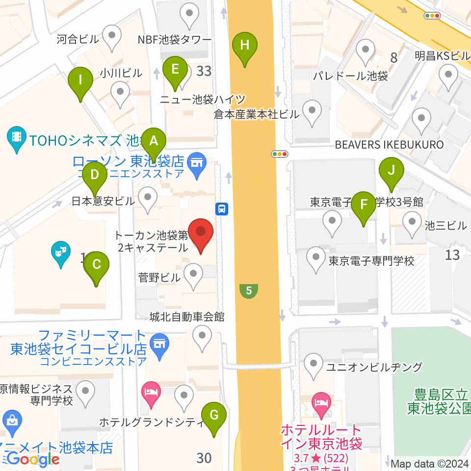 東京ミューズ・アカデミー周辺の駐車場・コインパーキング一覧地図