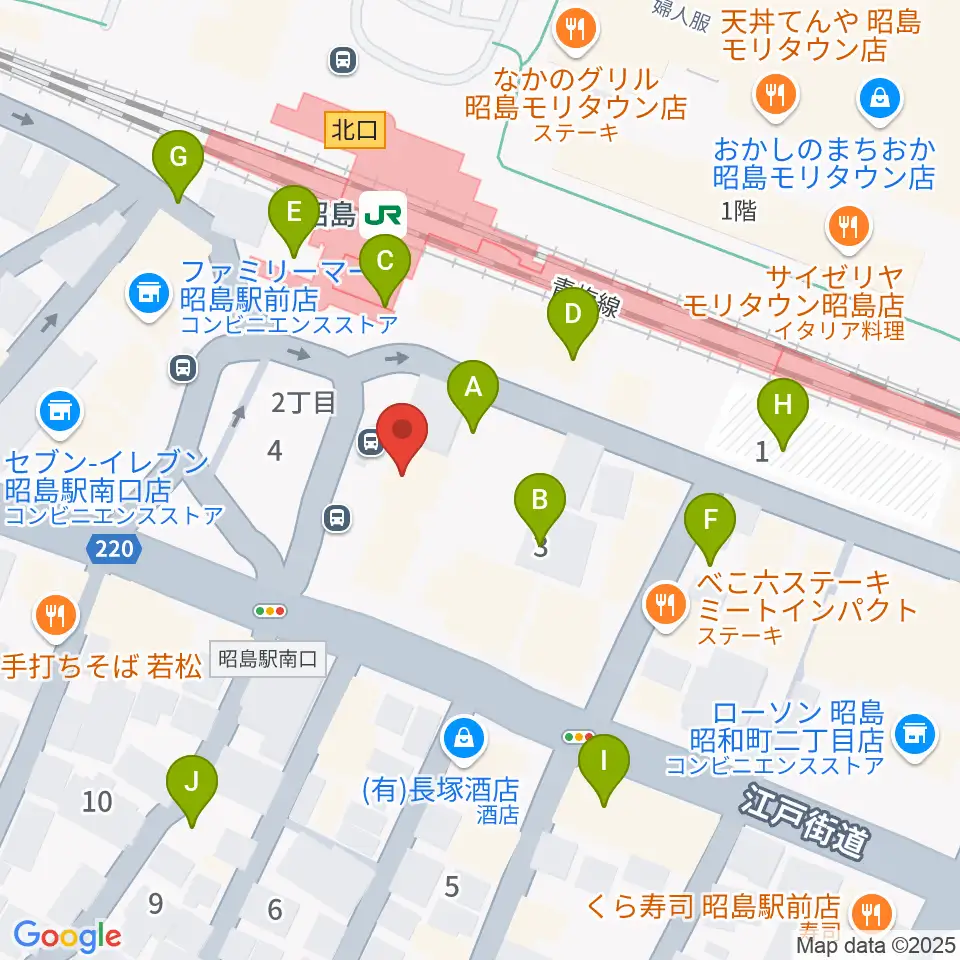 マツダミュージックアカデミー昭島駅前教室周辺の駐車場・コインパーキング一覧地図