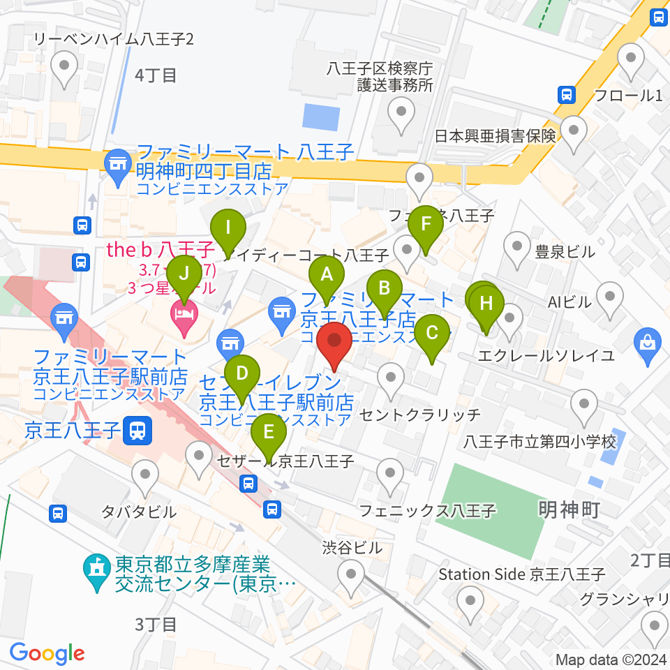 八王子音楽院本部周辺の駐車場・コインパーキング一覧地図
