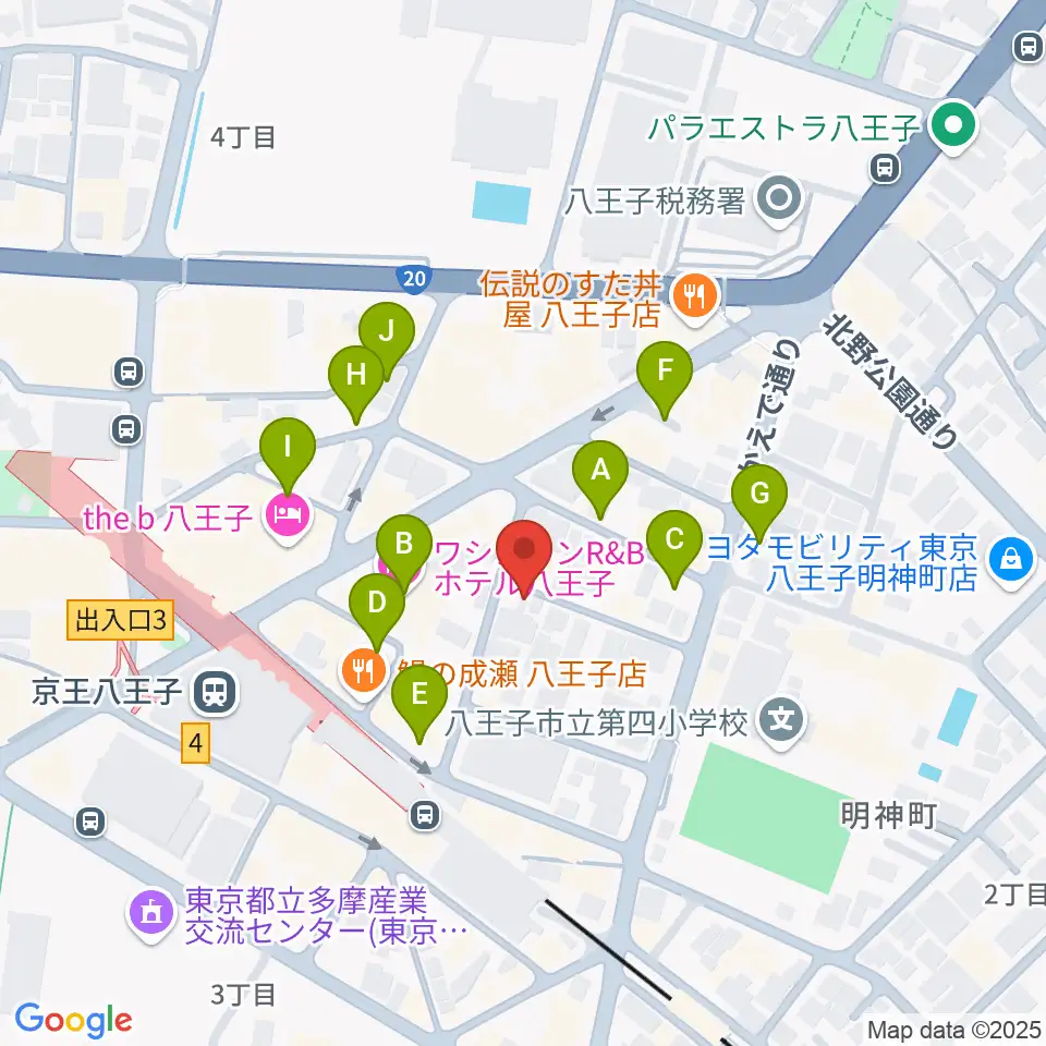 八王子音楽院本部周辺の駐車場・コインパーキング一覧地図