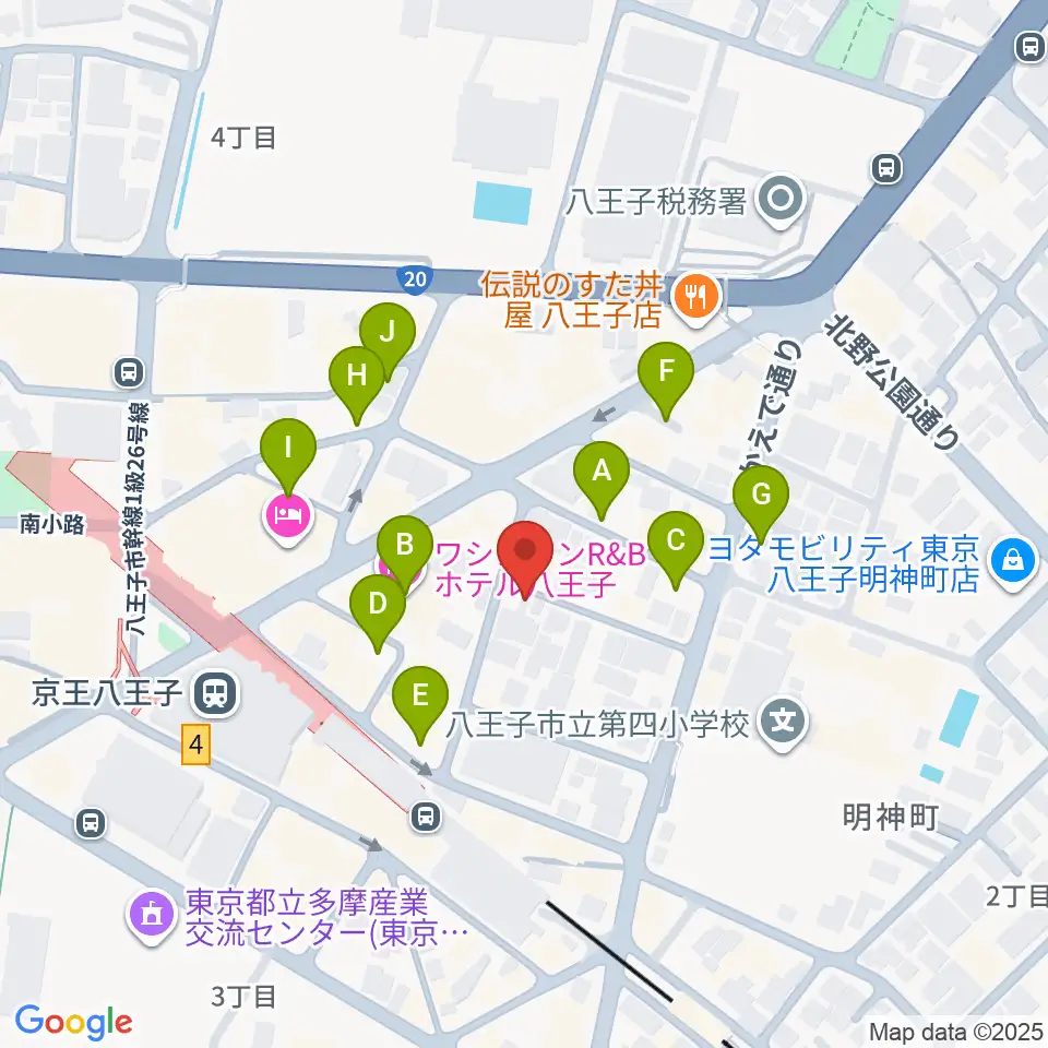 八王子音楽院本部周辺の駐車場・コインパーキング一覧地図