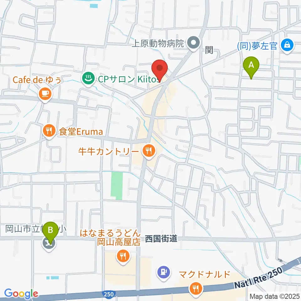 山陽こだま楽器 東岡山店周辺の駐車場・コインパーキング一覧地図