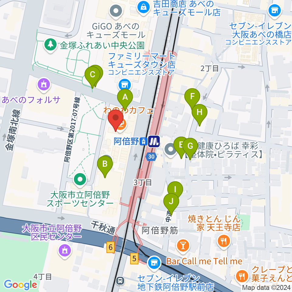 あべぷらんカルチャーわのわ周辺の駐車場・コインパーキング一覧地図