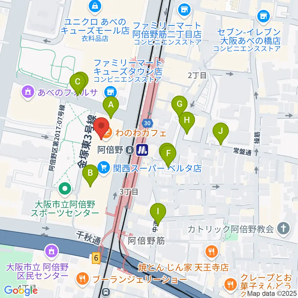 あべぷらんカルチャーわのわ周辺の駐車場・コインパーキング一覧地図