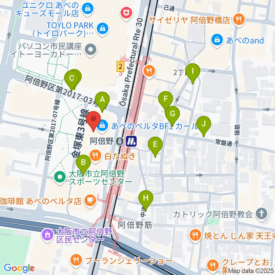 あべぷらんカルチャーわのわ周辺の駐車場・コインパーキング一覧地図