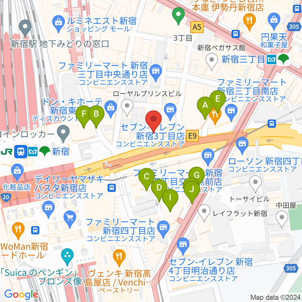 ミュージックスクールウッド新宿校周辺の駐車場・コインパーキング一覧地図